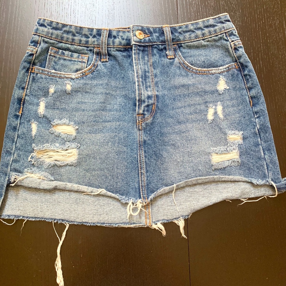 VERVET Hi Rise Distressed Denim Skirt